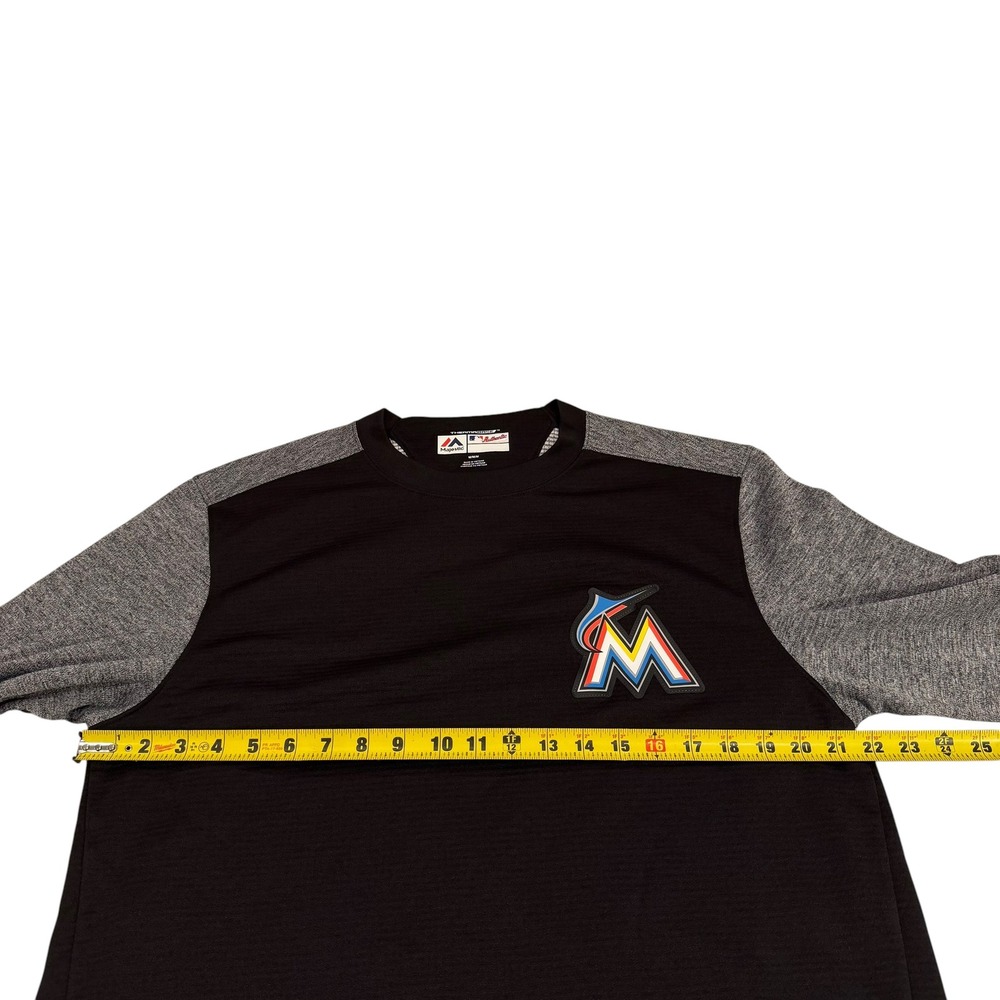Majestic Miami Marlins Therma Base Authentic Crewneck Pullover Mens Medium Shirt - Picture 8 of 9